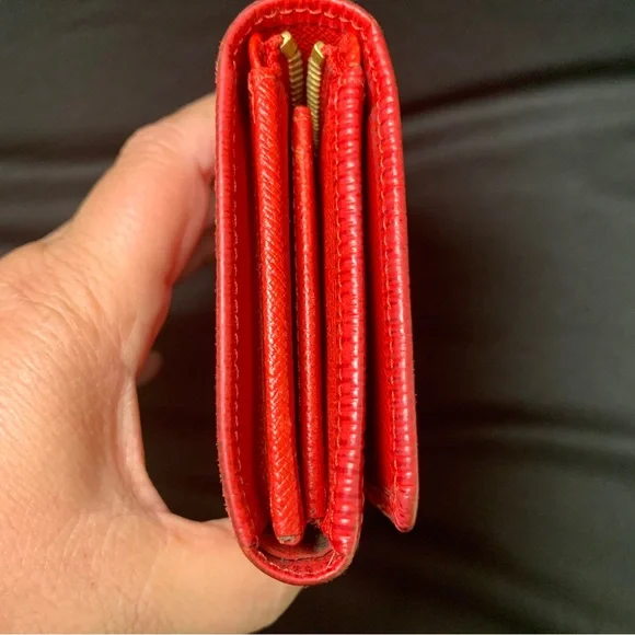 Preloved Rare Louis Vuitton Red Epi Porte Monnaie Billets Tresor Bifold Wallet - Picture 3 of 12